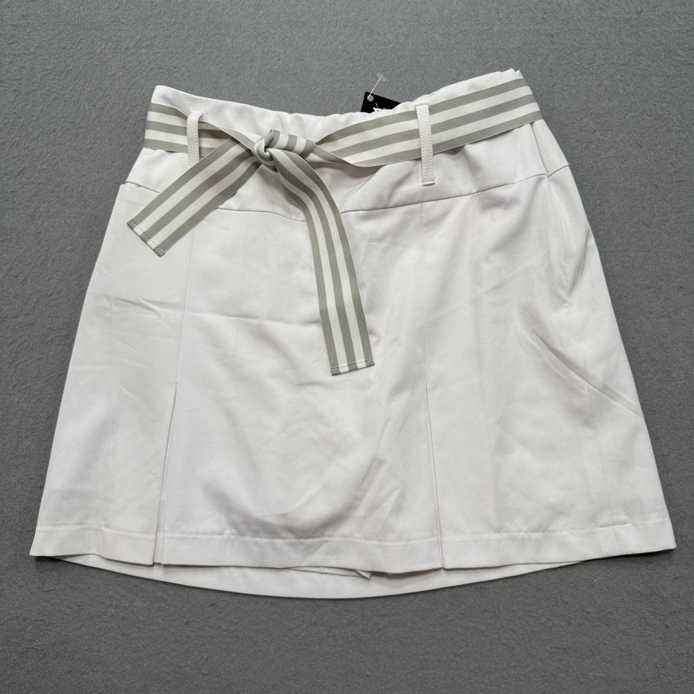 NEW Golftini Golf Skirt Women's 4 White Belted Pleated Athletic‎ Sportswear USA